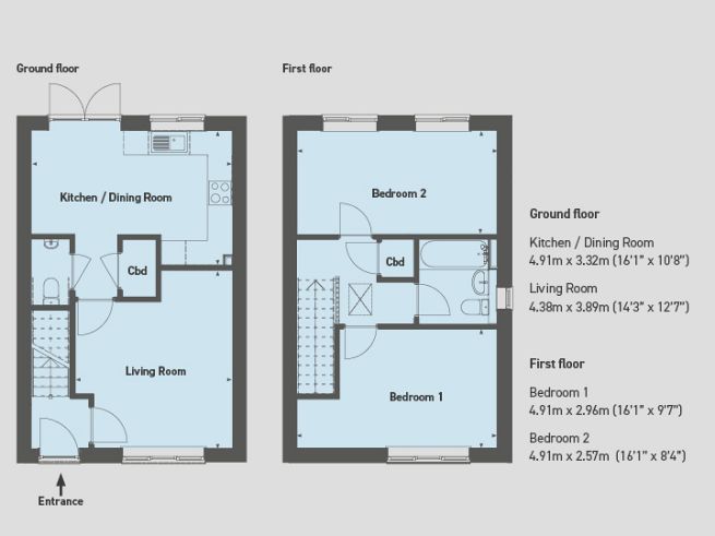 Floor plan, 2 bedroom house  - artist's impression subject to change